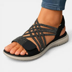 Ainsley | Women's Lightweight Comfort Sandals, Slip-On Summer Sandals | The Shrader Sisters | Negro