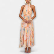 Alessandra | Women's Long Sleeve Watercolor Maxi Dress