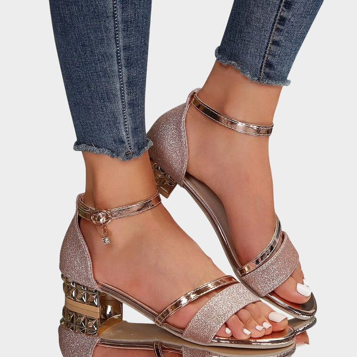 Alison | Women's Orthopedic Heeled Sandals - Rose gold