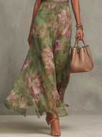 Amelia | Women's Halter Maxi Dress with Floral Print, Chiffon Special Occasion Dress | The Shrader Sisters