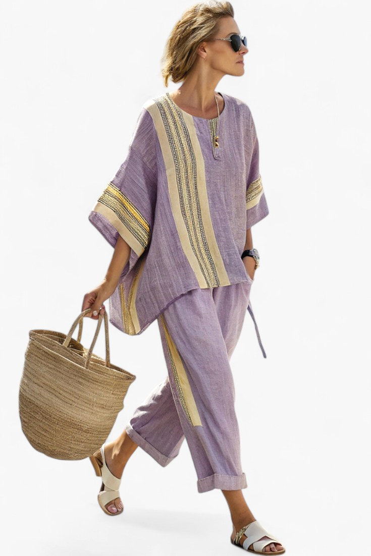 Anastasia | Women's Oversized Loungewear Two-Piece Set - Purple