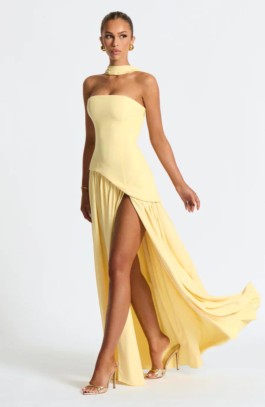 Anika | Women's Lace Corset Maxi Dress, Flowing Chiffon Evening Dress | The Shrader Sisters