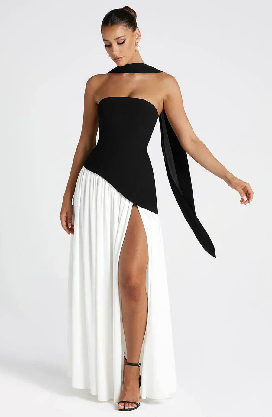 Anika | Women's Lace Corset Maxi Dress, Flowing Chiffon Evening Dress | The Shrader Sisters