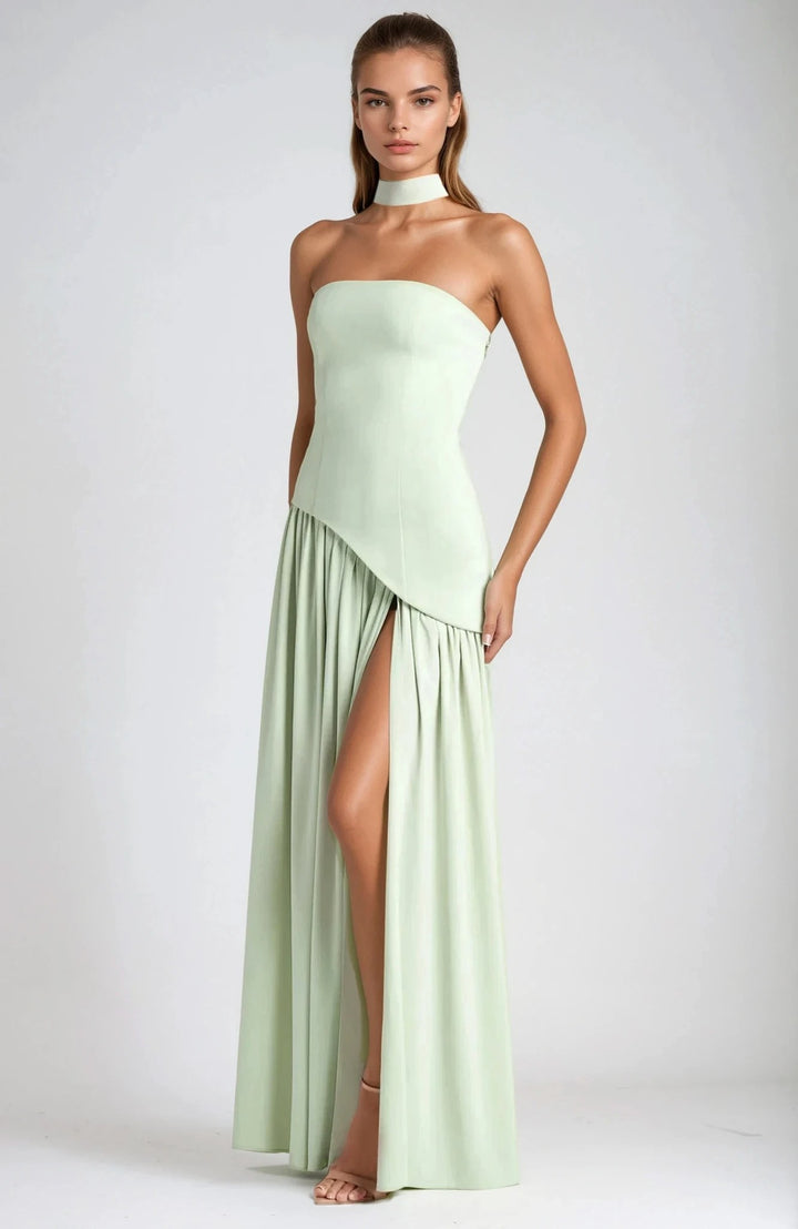 Anika | Women's Lace Corset Maxi Dress, Flowing Chiffon Evening Dress | The Shrader Sisters