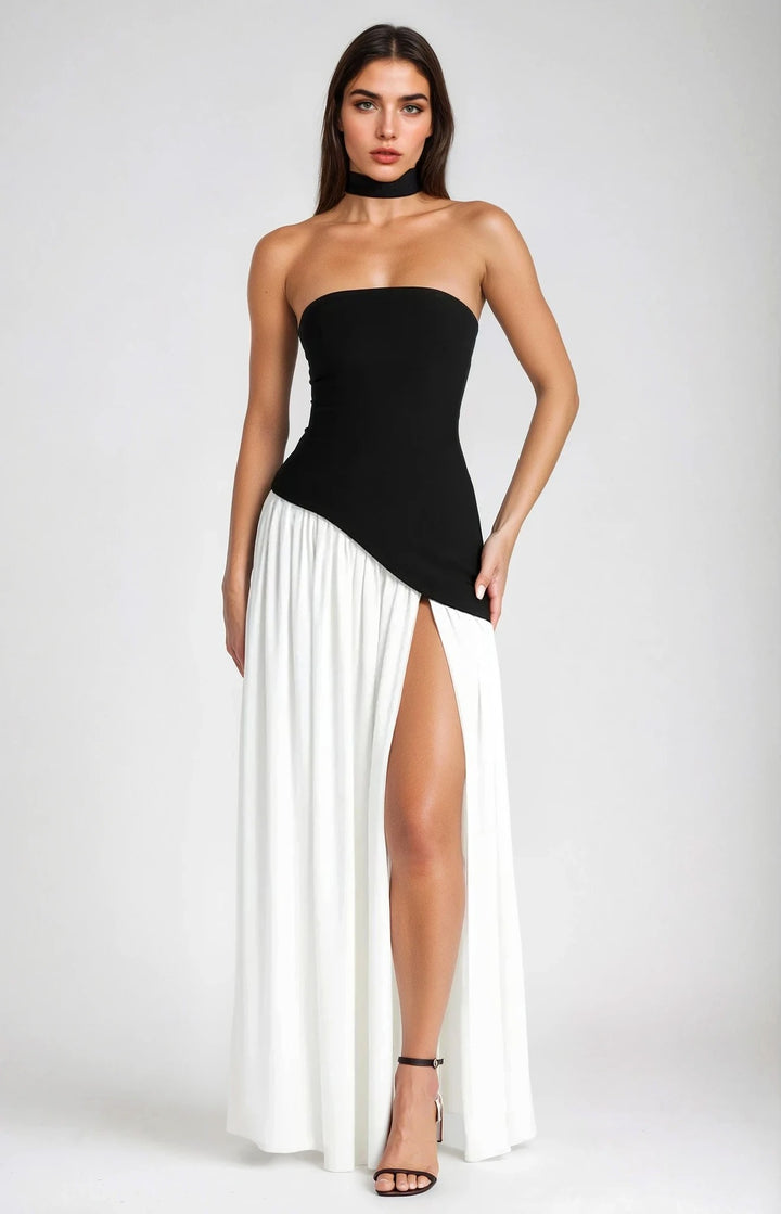 Anika | Women's Lace Corset Maxi Dress, Flowing Chiffon Evening Dress | The Shrader Sisters