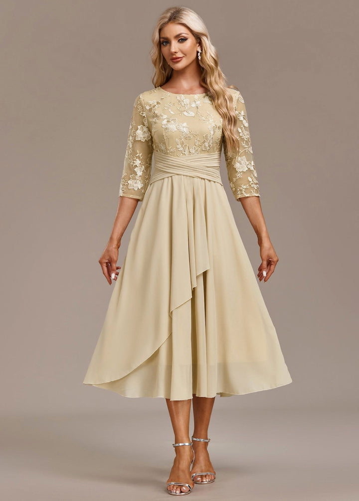 Annalise | Women's Floral Lace Chiffon Midi Dress - image 7