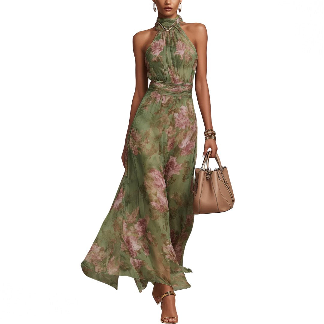 Arabella | Women's Floral Maxi Halter Dress - image 1