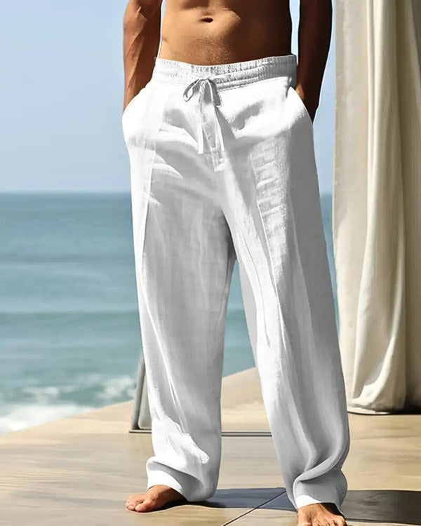 Ari | Men's Linen Trousers with Adjustable Waist, Lightweight Summer Trousers | The Shrader Sisters