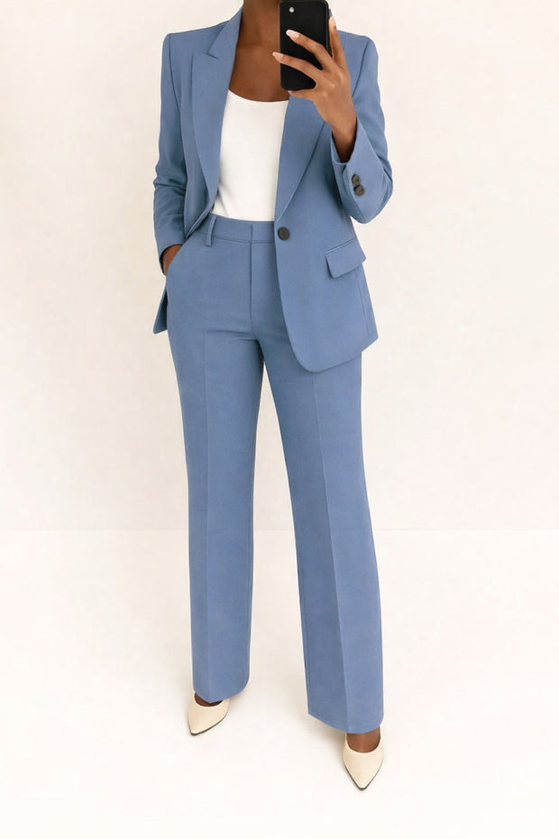 Ari | Women's Wide-Leg Structured Blazer Suit, Two-Piece Trouser Suit | The Shrader Sisters | Blue