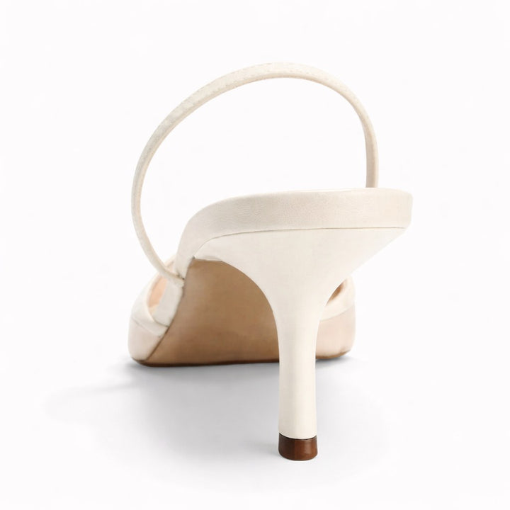 Ariella | Women's Embroidered Mesh Mule Heels, Pointed Toe Occasion Heels | The Shrader Sisters | Pink