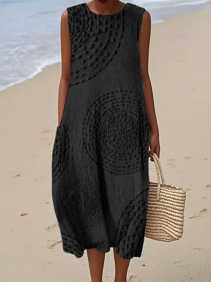 Ashleigh | Women's Sleeveless Textured Maxi Dress - Black