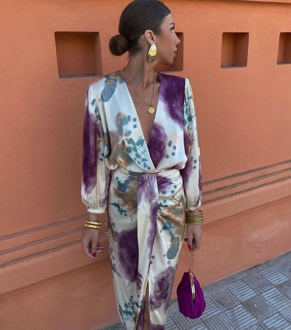 Ashleigh | Women's V-Neck Midi Dress with Belt, Flowing Wrap Midi Dress | The Shrader Sisters
