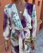 Ashleigh | Women's V-Neck Midi Dress with Belt, Flowing Wrap Midi Dress | The Shrader Sisters