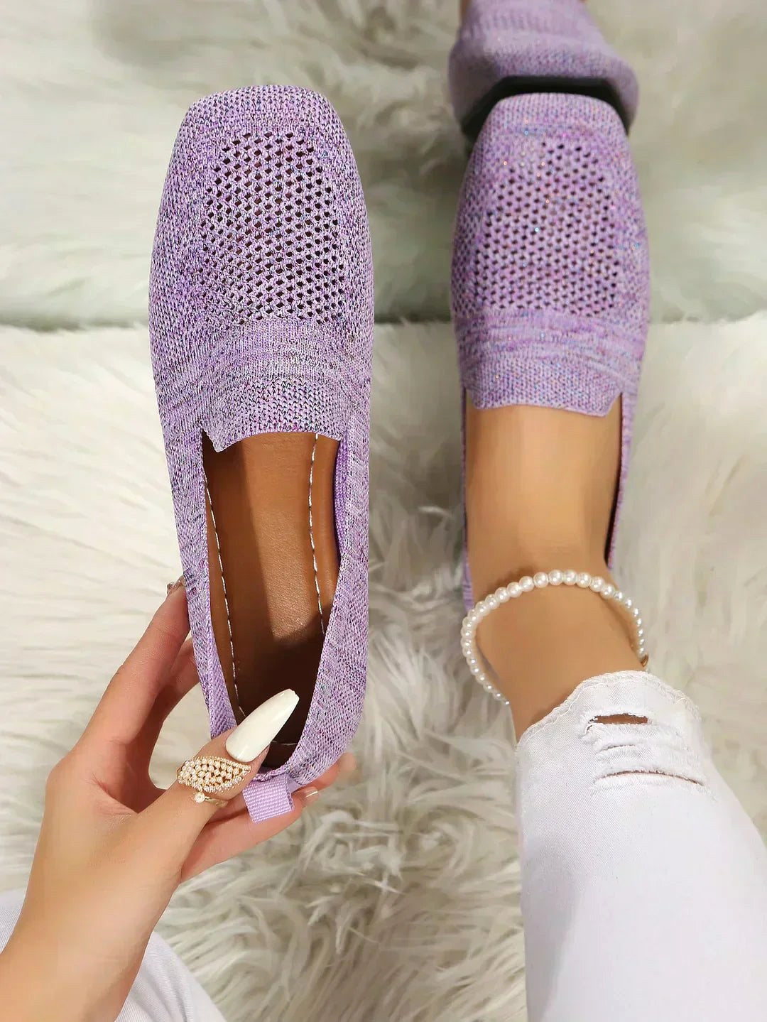 Ashlyn | Women's Lightweight Orthopedic Slip-On Shoes, Comfortable Walking Shoes | The Shrader Sisters | Purple