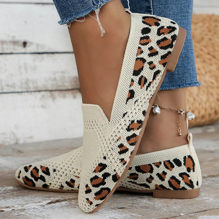 Ashlyn | Women's Lightweight Orthopedic Slip-On Shoes, Comfortable Walking Shoes | The Shrader Sisters | Leopard