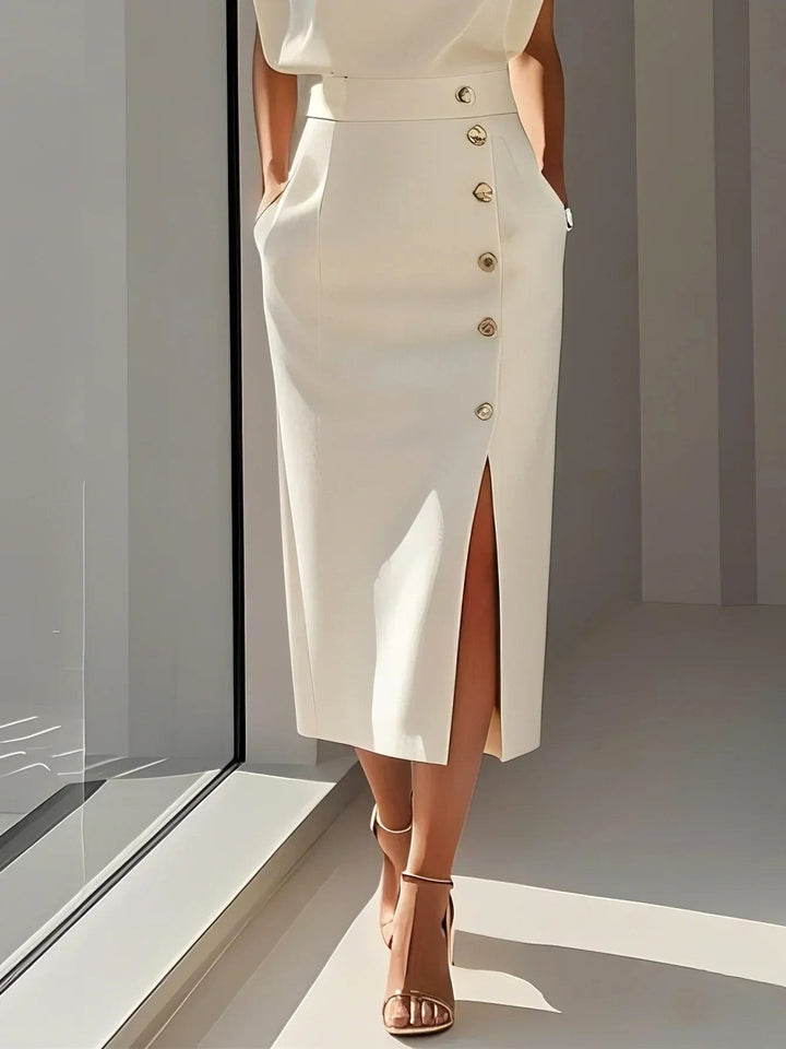 Aspen | Women's Midi Dress with Button Slit Detail - image 11
