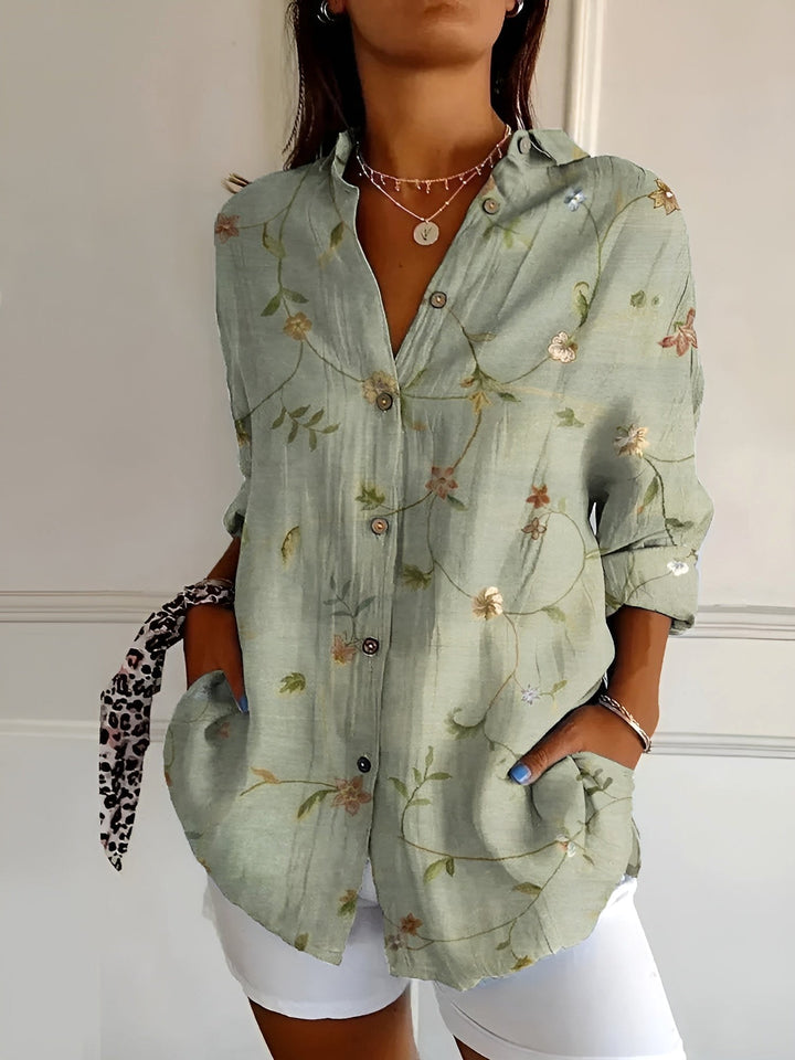Aubrey | Women's Printed Fluid Shirt, Relaxed Fit Blouse | The Shrader Sisters