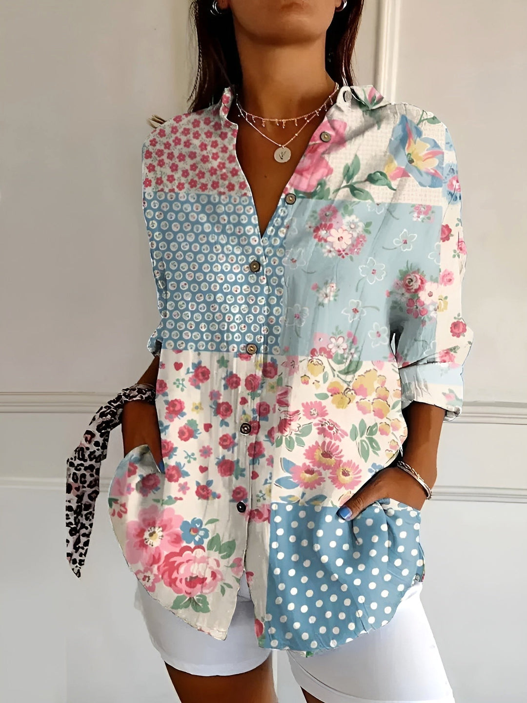 Aubrey | Women's Printed Fluid Shirt, Relaxed Fit Blouse | The Shrader Sisters