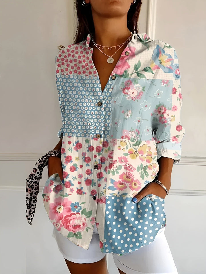Aubrey | Women's Printed Fluid Shirt, Relaxed Fit Blouse | The Shrader Sisters