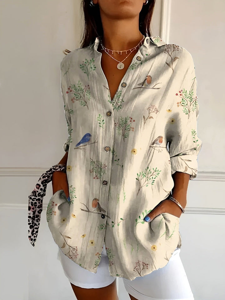 Aubrey | Women's Printed Fluid Shirt, Relaxed Fit Blouse | The Shrader Sisters