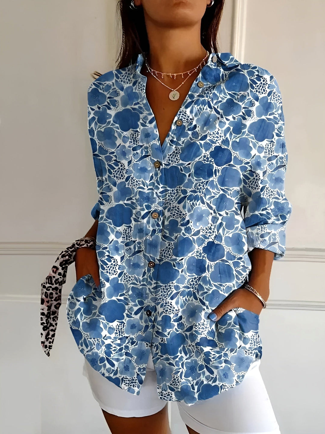 Aubrey | Women's Printed Fluid Shirt, Relaxed Fit Blouse | The Shrader Sisters