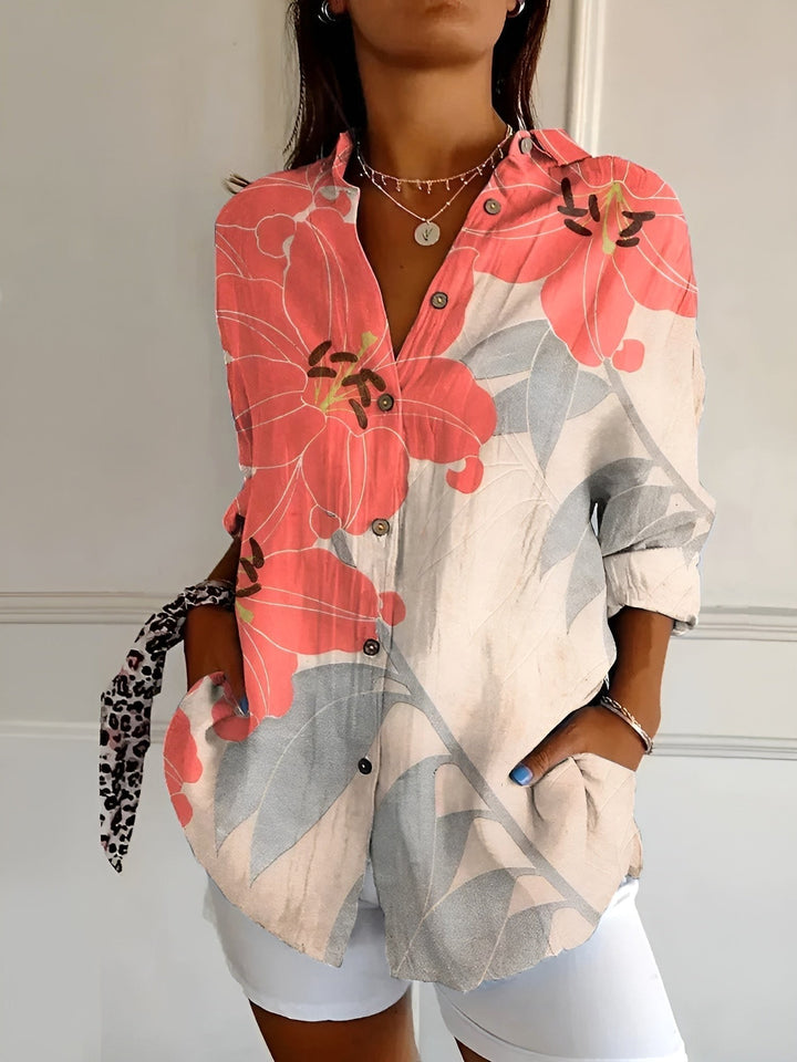 Aubrey | Women's Printed Fluid Shirt, Relaxed Fit Blouse | The Shrader Sisters