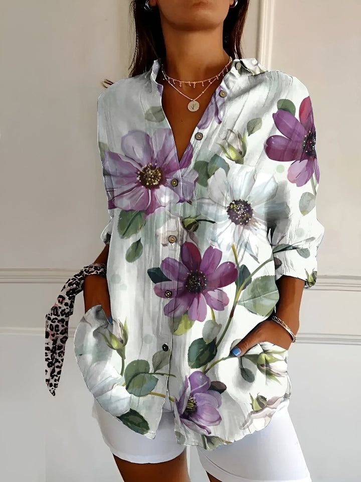 Aubrey | Women's Printed Fluid Shirt, Relaxed Fit Blouse | The Shrader Sisters