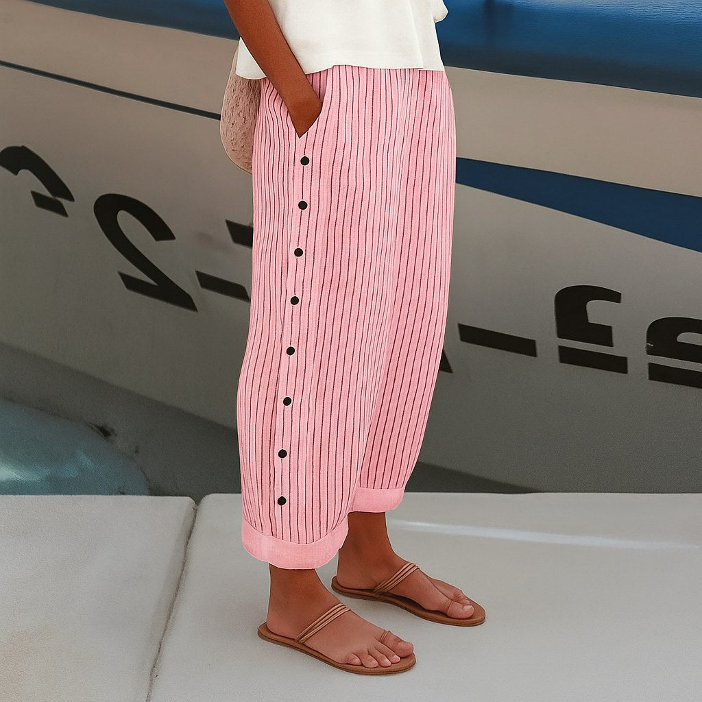 Audrey | Women's Comfortable Pants with Side Pockets - Pink