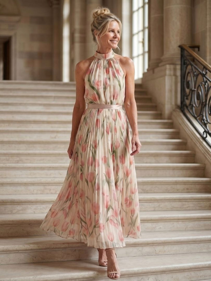 Aurelle | Women's Halter Neck Floral Midi Dress - image 7