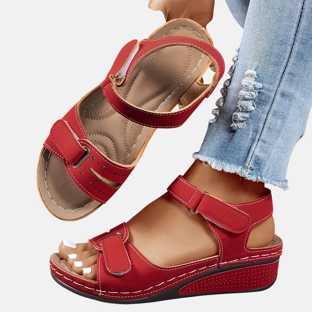 Ava | Women's Comfortable Flat Sandals - Red