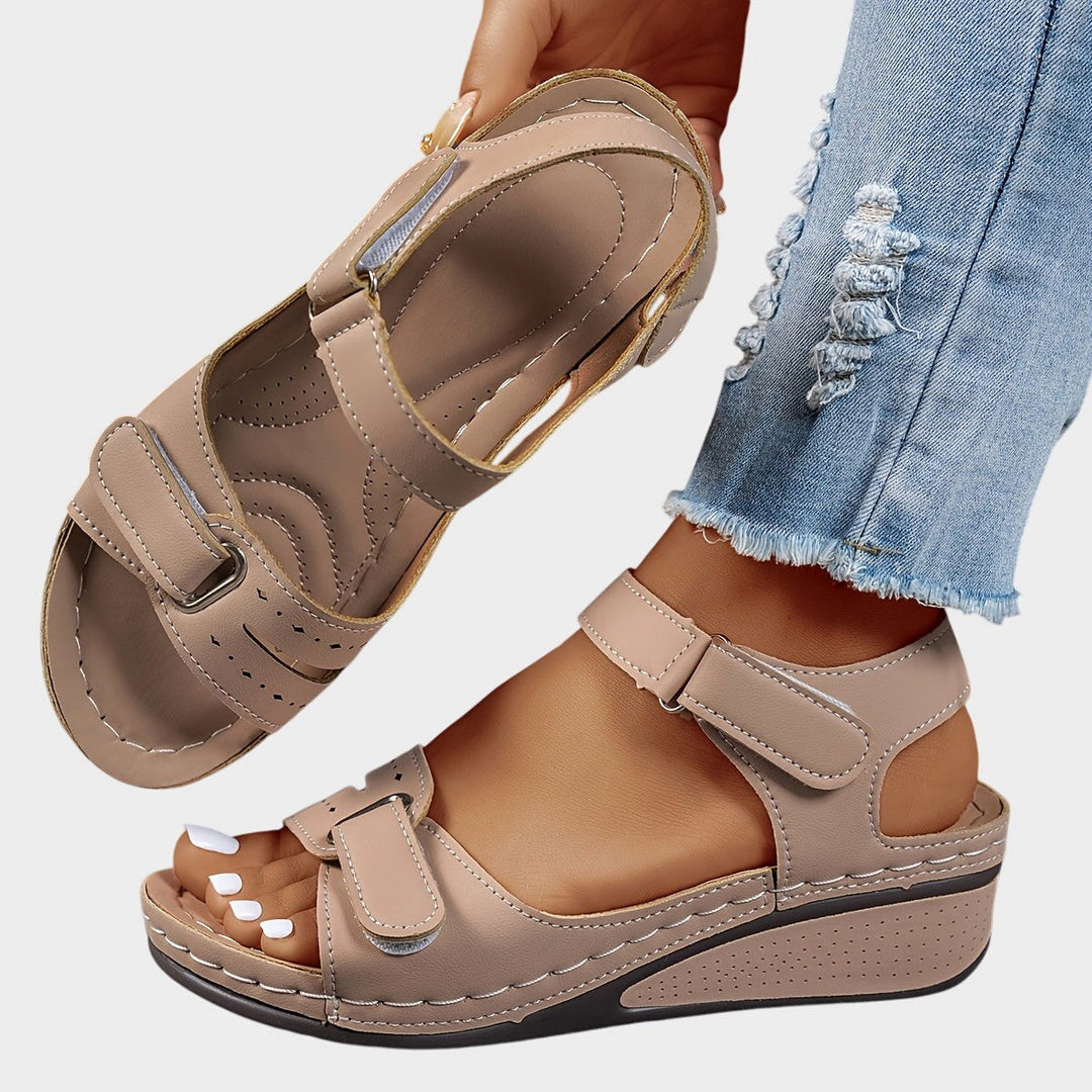 Ava | Women's Comfortable Flat Sandals - Khaki