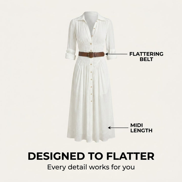 Avery | Women's Casual Midi Dress with Belt - image 11