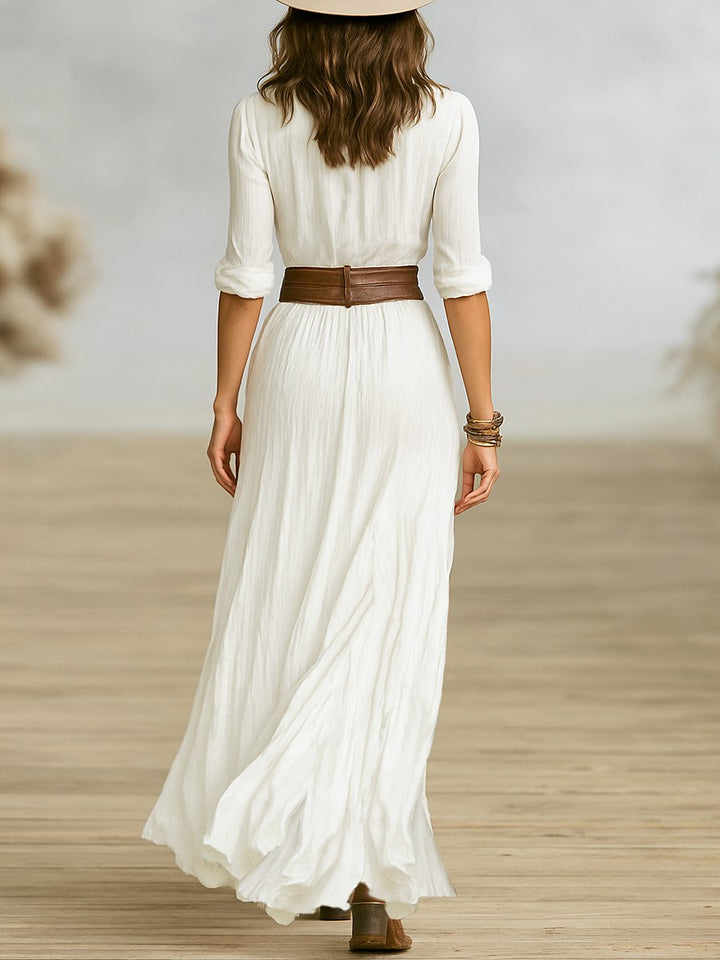Avery | Women's Casual Midi Dress with Belt - image 3