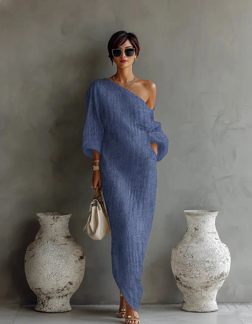 Avery | Women's Linen One-Shoulder Asymmetrical Dress - image 5