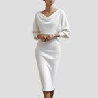 Avery | Women's Luxurious Midi Dress, Flowy Summer Occasionwear for Holidays and Special Events, Flowy Summer Occasionwear for Holidays and Special Events - White