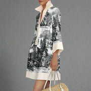 Avery | Women's Vintage Toile Print Mini Tunic Dress