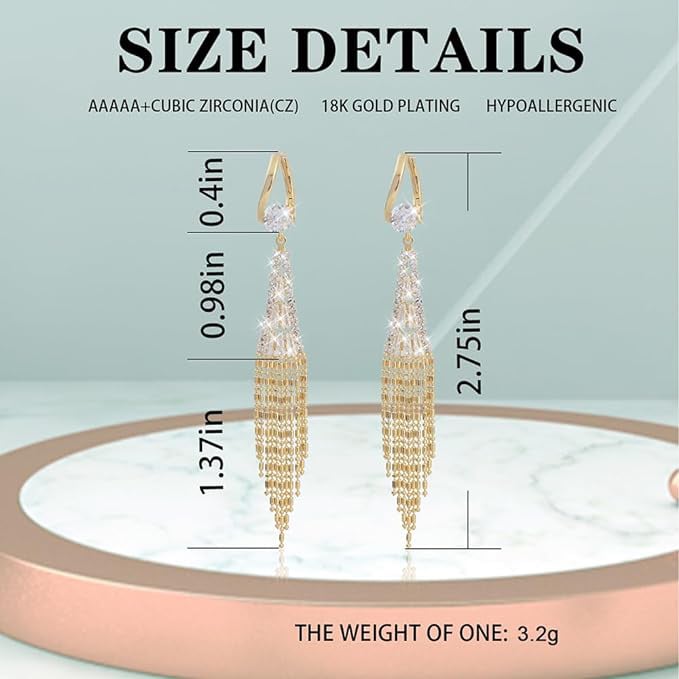 Liz – Cascading Crystal Fringe Earrings