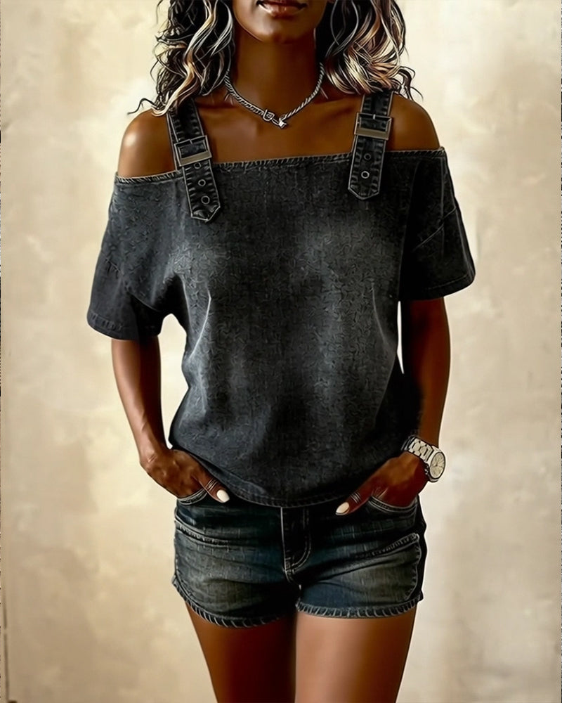 Avery | Off-Shoulder Denim Top