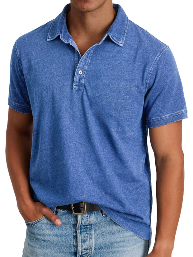 Banjo | Men's Classic Polo Shirt, Refined Heritage Polo Shirt | The Shrader Sisters | Blue