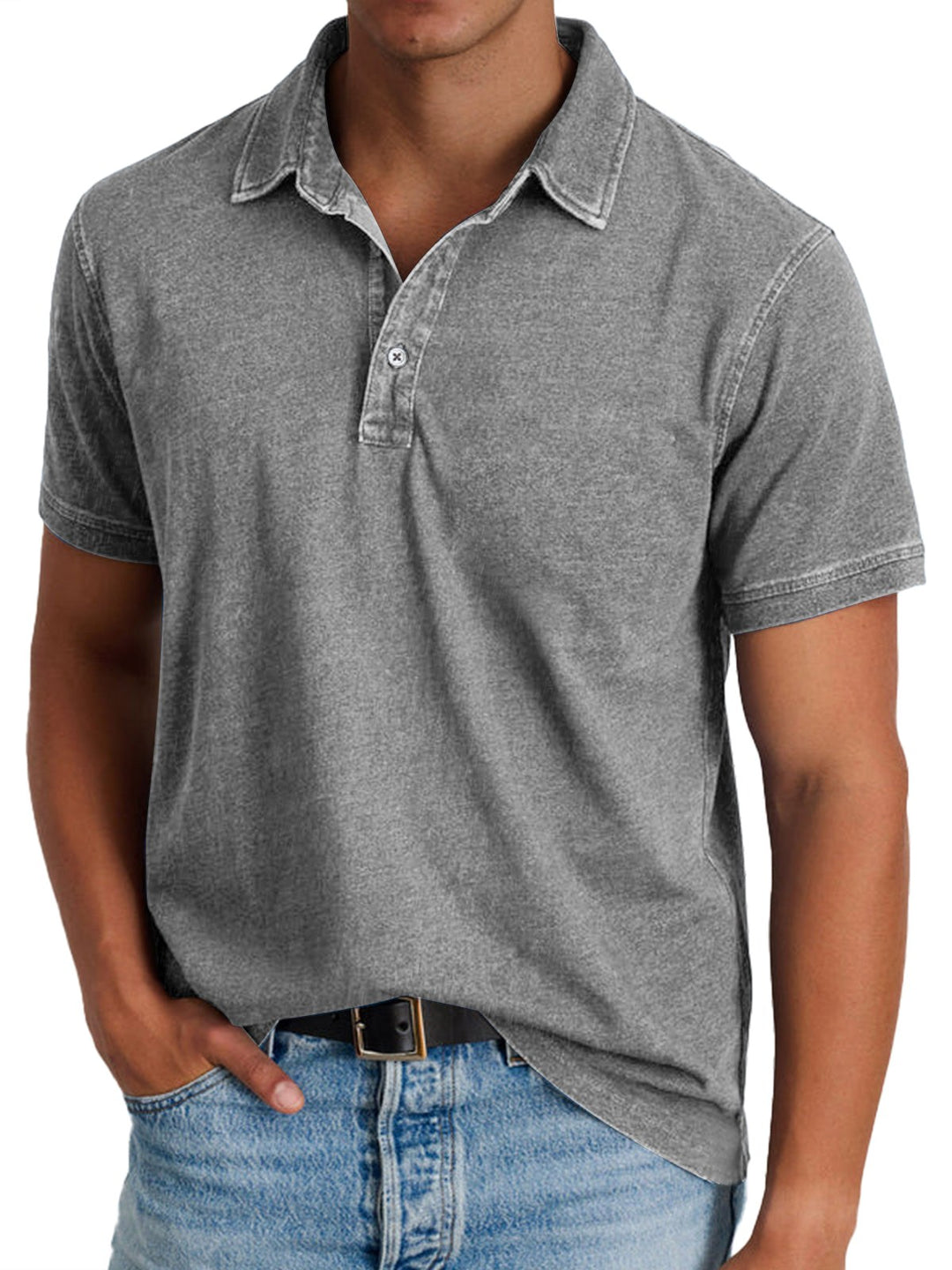 Banjo | Men's Classic Polo Shirt, Refined Heritage Polo Shirt | The Shrader Sisters | Grey
