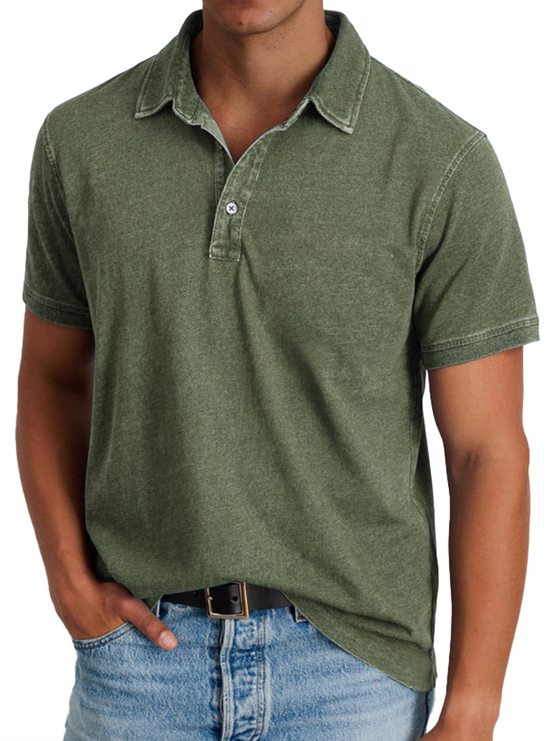Banjo | Men's Classic Polo Shirt, Refined Heritage Polo Shirt | The Shrader Sisters | Army Green