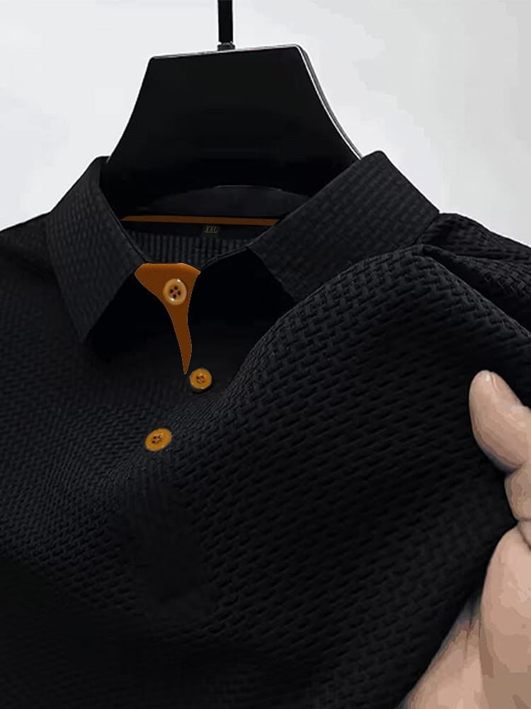 Baxter | Men's Breathable Modern Polo Shirt, Lightweight Smart-Casual Top | The Shrader Sisters | Dark Blue