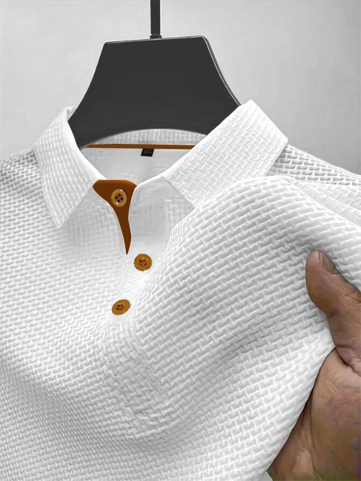 Baxter | Men's Breathable Modern Polo Shirt, Lightweight Smart-Casual Top | The Shrader Sisters | Dark Grey