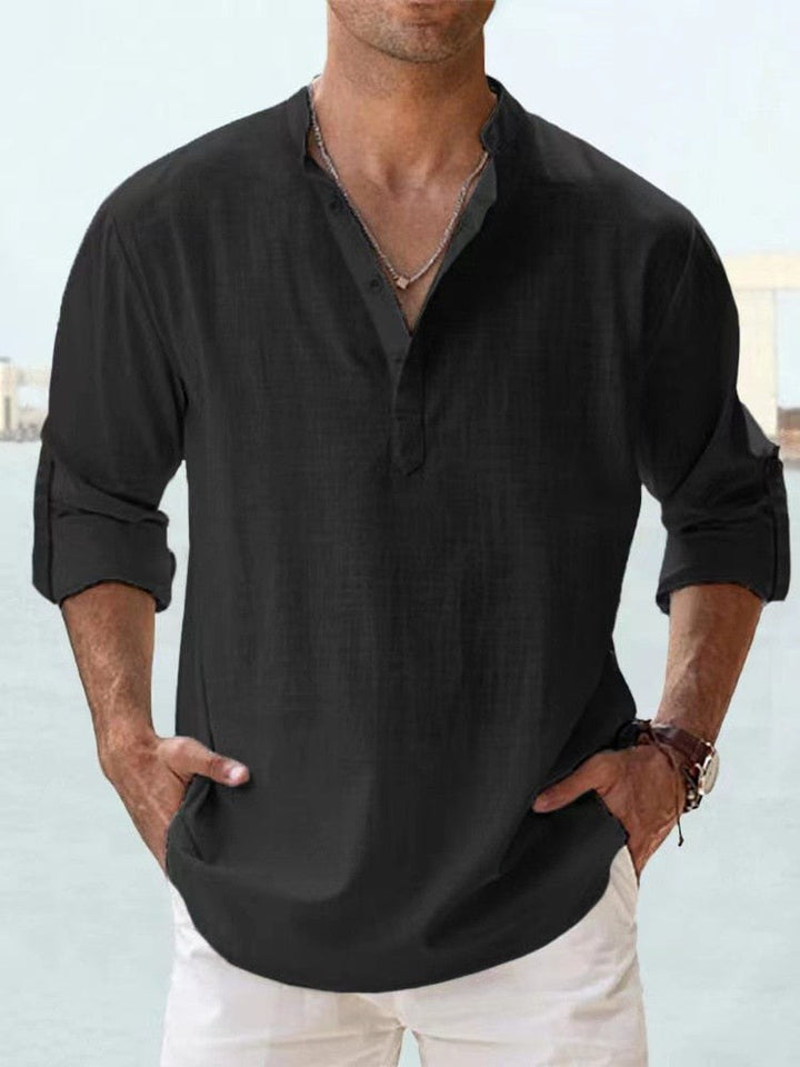 Beau | Men's Breathable Button-Up Shirt, Smart Tailored Shirt | The Shrader Sisters | Black