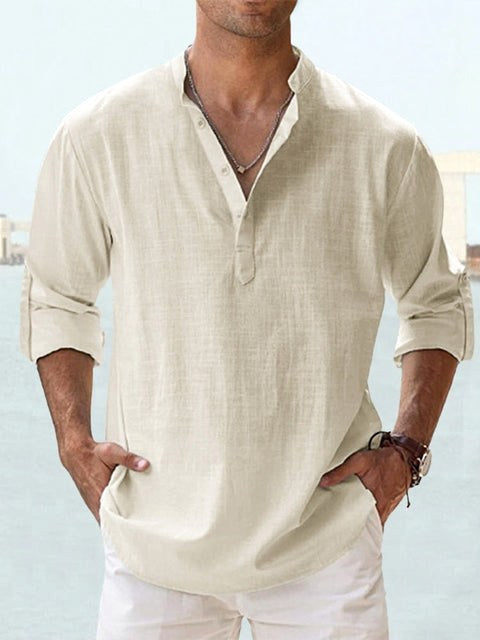 Beau | Men's Breathable Button-Up Shirt, Smart Tailored Shirt | The Shrader Sisters | Peach