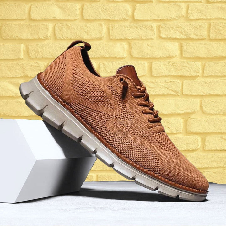 Beau | Men's Orthopedic Walking Shoes, Wide Toe Box Support Shoes | The Shrader Sisters | Caramel