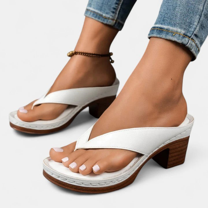 Billie | Women's Orthopaedic Heeled Shoes, Supportive Heel Shoes | The Shrader Sisters | Blanco
