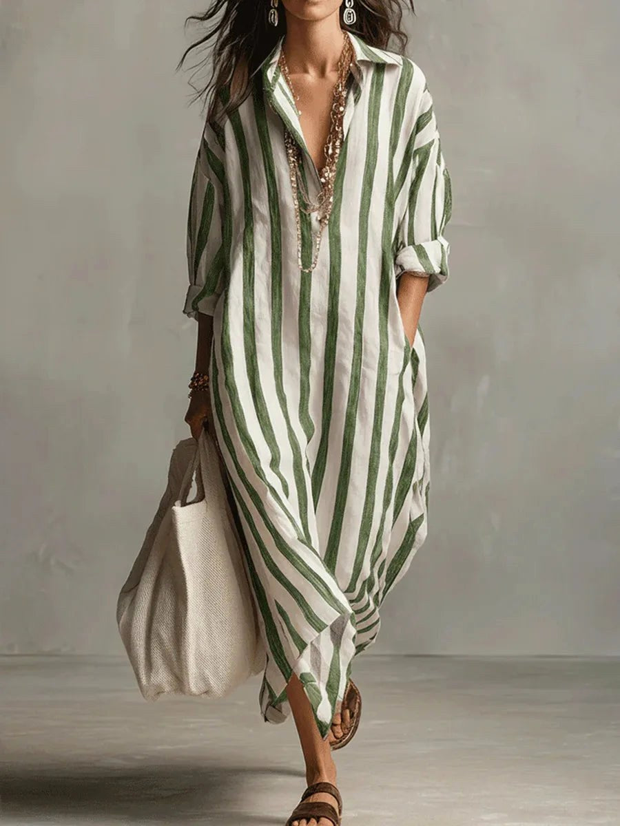 Billie | Women's Striped Shirt Dress, Relaxed Loose-Fit Dress | The Shrader Sisters