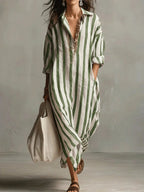 Billie | Women's Striped Shirt Dress, Relaxed Loose-Fit Dress | The Shrader Sisters