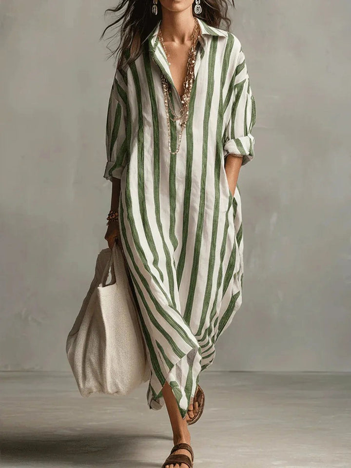 Billie | Women's Striped Shirt Dress, Relaxed Loose-Fit Dress | The Shrader Sisters